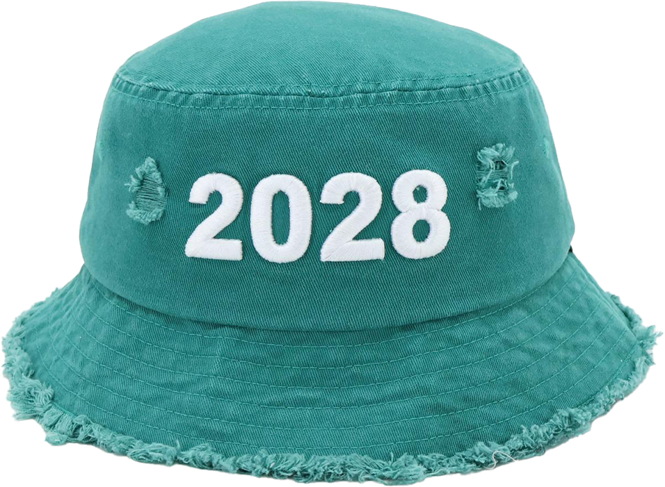 “2028” Limited Edition Distressed Denim Bucket Hat