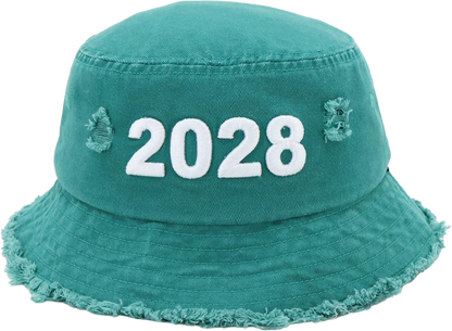 “2028” Limited Edition Distressed Denim Bucket Hat
