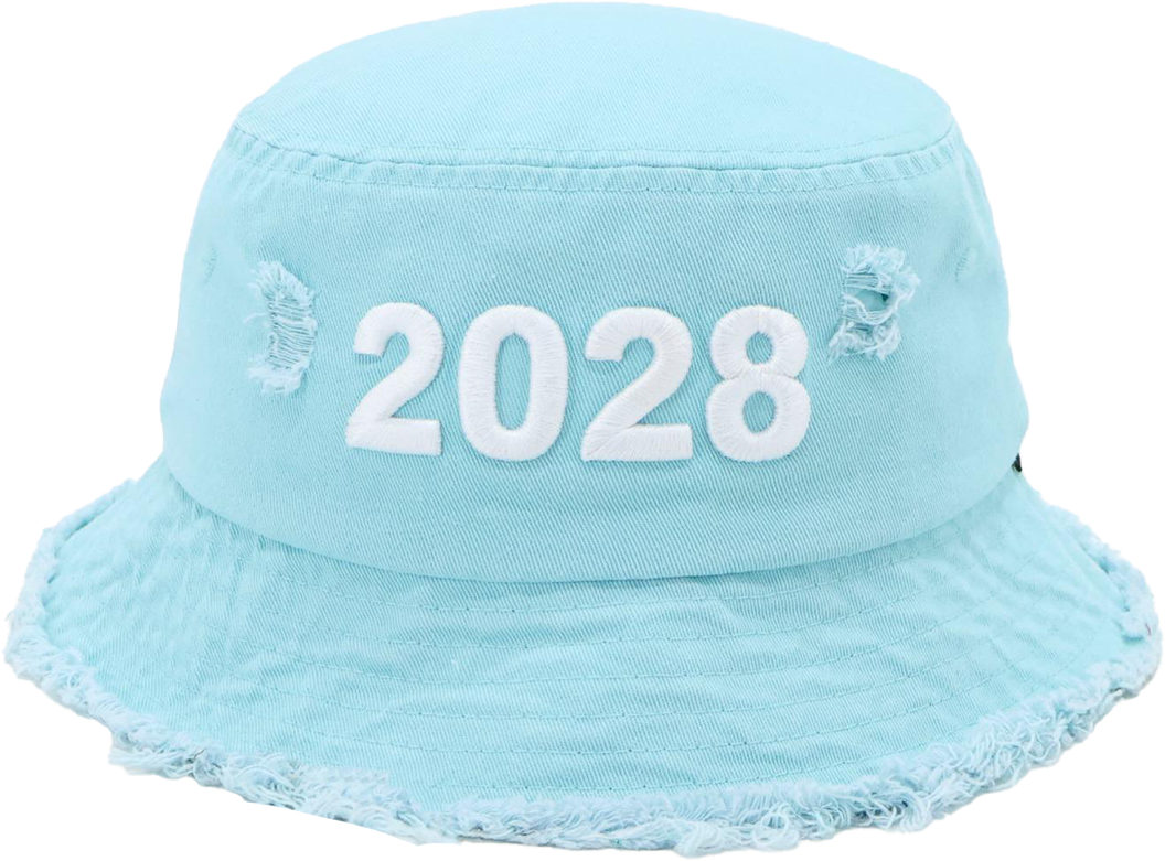 “2028” Limited Edition Distressed Denim Bucket Hat