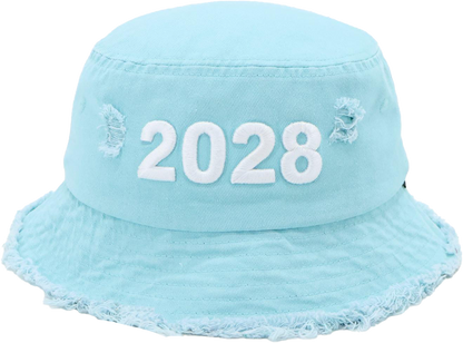“2028” Limited Edition Distressed Denim Bucket Hat