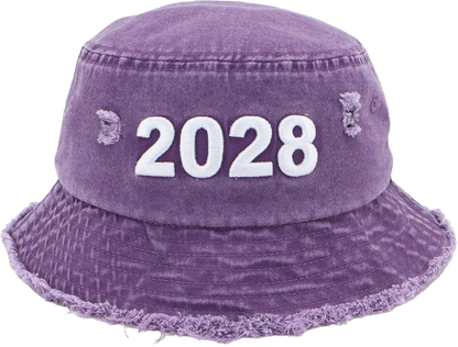 “2028” Limited Edition Distressed Denim Bucket Hat