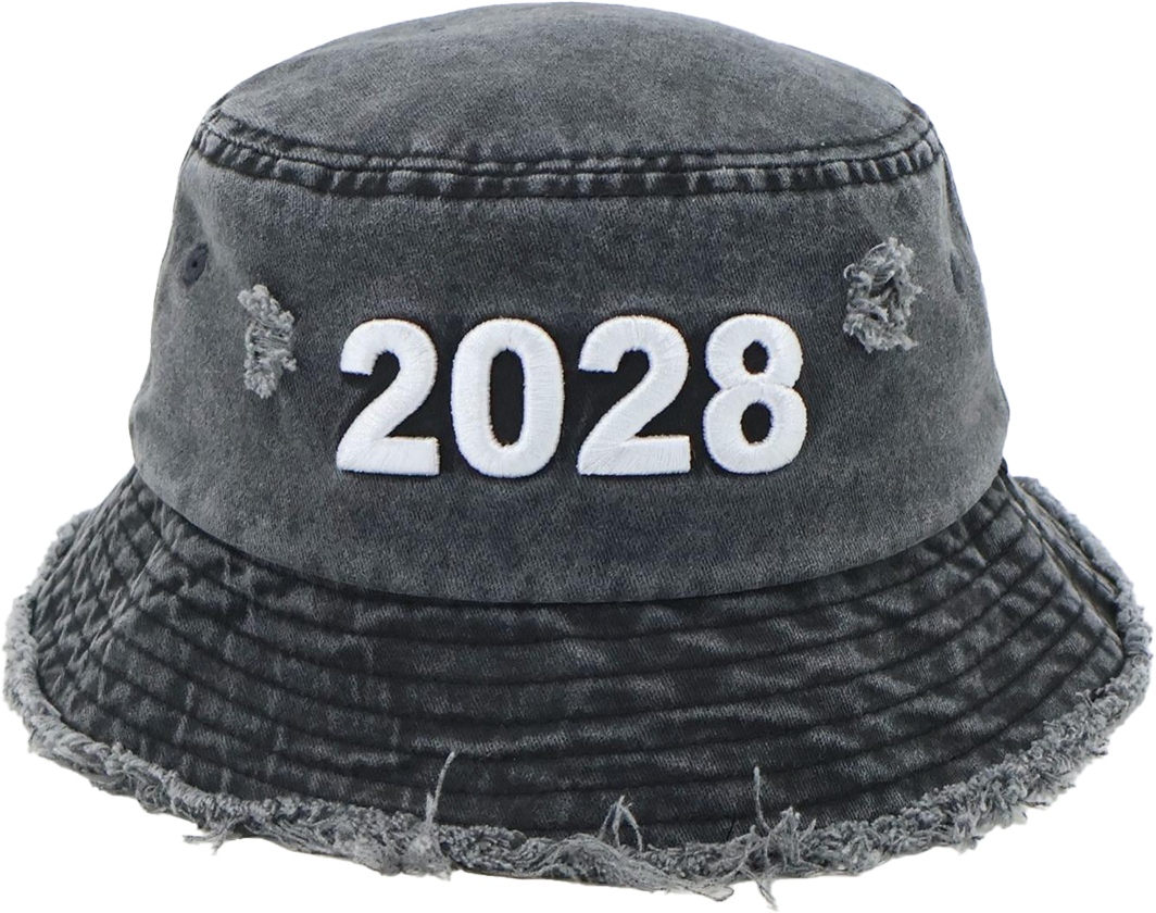 “2028” Limited Edition Distressed Denim Bucket Hat